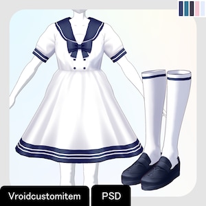VRoidStudio: Little Sailor clothing set (5 colors and PSD files included)