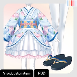 VRoidStudio: New Year Furisode clothing set (5 colors and PSD files included)