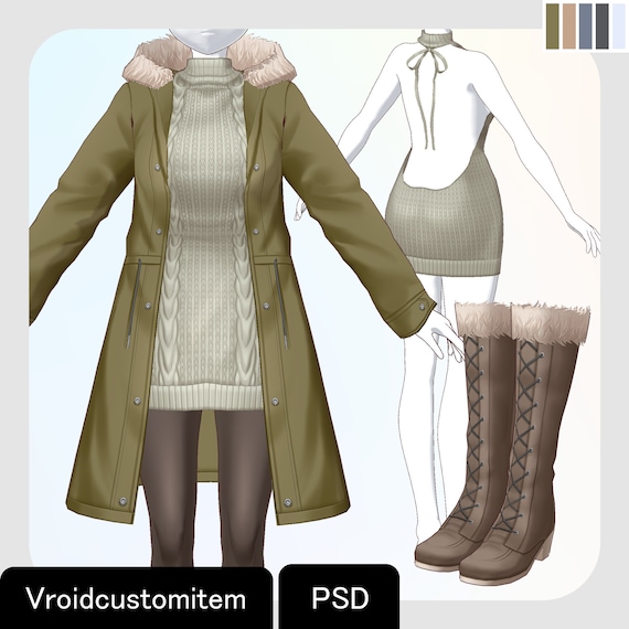 Vroidstudio: Mod Coat Clothing Set (5 Colors and PSD Files