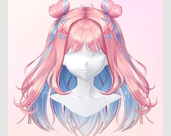 VRoidStudio: Lovely heart buns (12 colors included)
