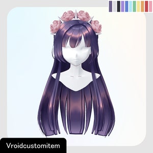 VRoidStudio: Black Swan&#39;s straight half updo (11 colors included)