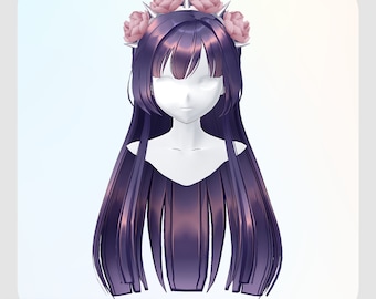 VRoidStudio: Black Swan&#39;s straight half updo (11 colors included)