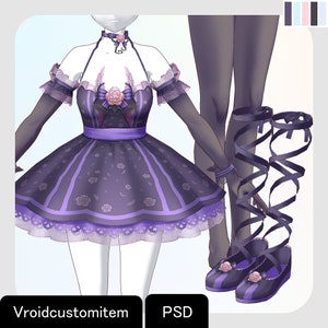 VRoidStudio: Black Swan&#39;s final wish clothing set (5 colors included)
