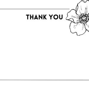 Thank You Note Cards 4x6 with Envelopes Set Flower