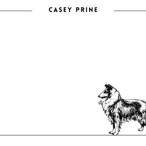 Conjunto de cartões de nota personalizados Rough Collie com envelopes
