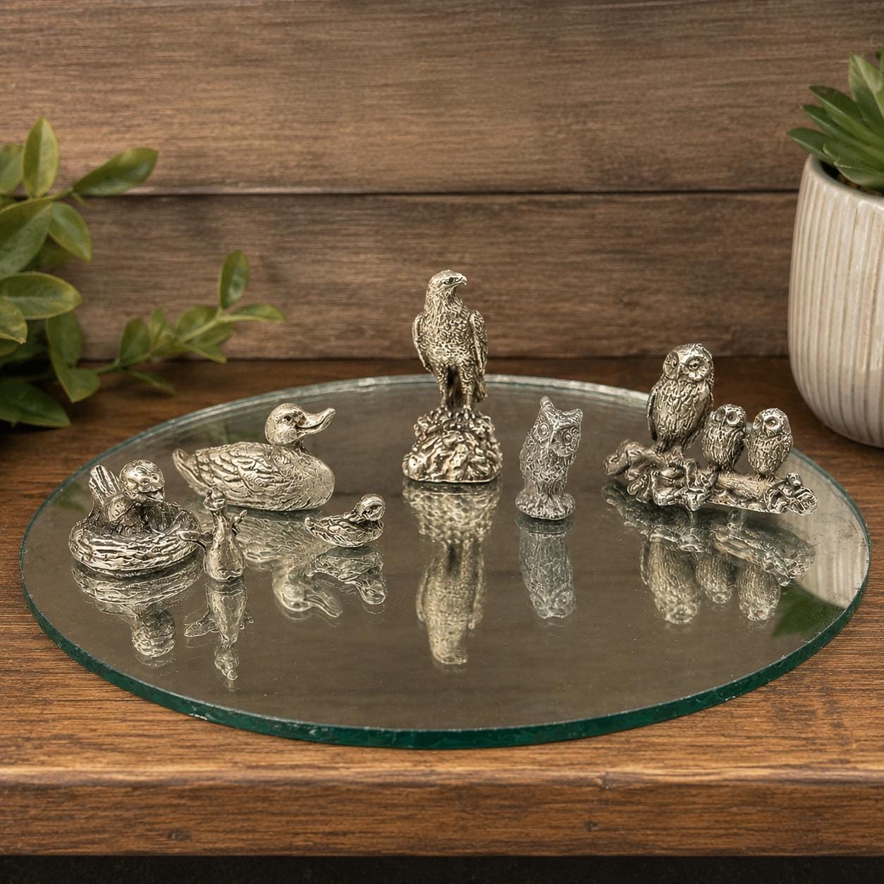 Vintage Miniature Pewter Bird Figurines Owl Duck Eagle Bird Set Choose One