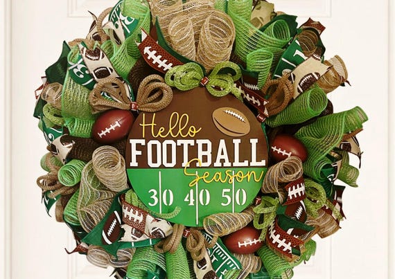 Football Front Door Wreath, Football Mesh Wreath, Fall Sports Decor, Team Door Wreath, Game Day Wreath, Man Cave Decor