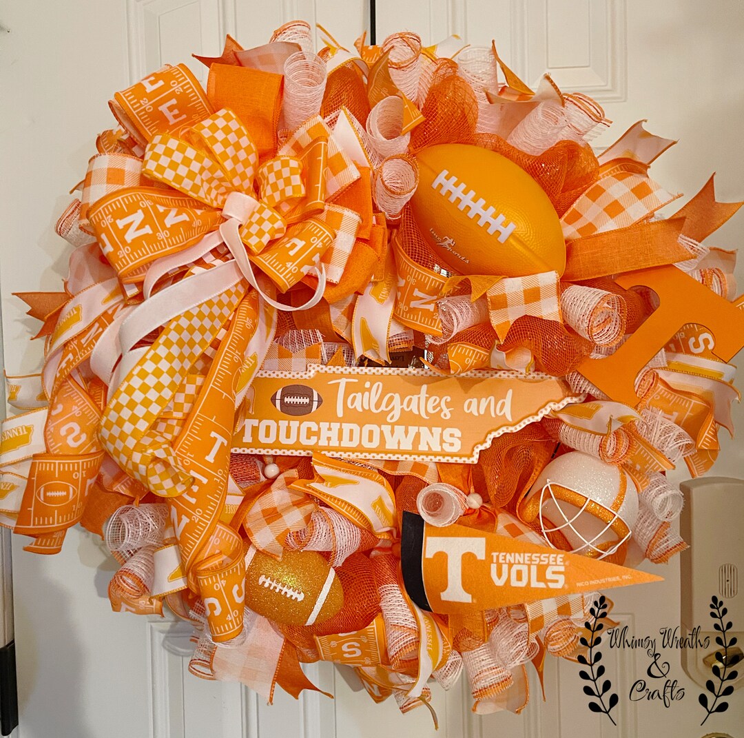 Handmade Door Wreath Tennessee Vols Wreath Orange and White - Etsy