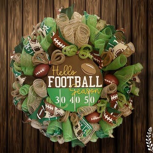Football Wreath - Game Day Wreath - Sports Fans - Tailgate Party - Hello Football Season Decor