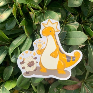Palworld Relaxaurus Lux and Lamball | Vinyl Glossy Sticker | 3.5 x 3.5 “ | Cute Kawaii Palworld Laptop Sticker