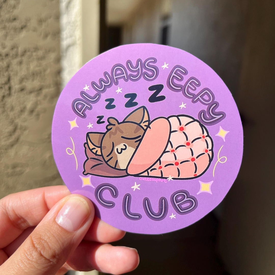 Cute Kawaii Cat Sleepy Sticker | Glossy and Starry Vinyl Sticker | Cat ...