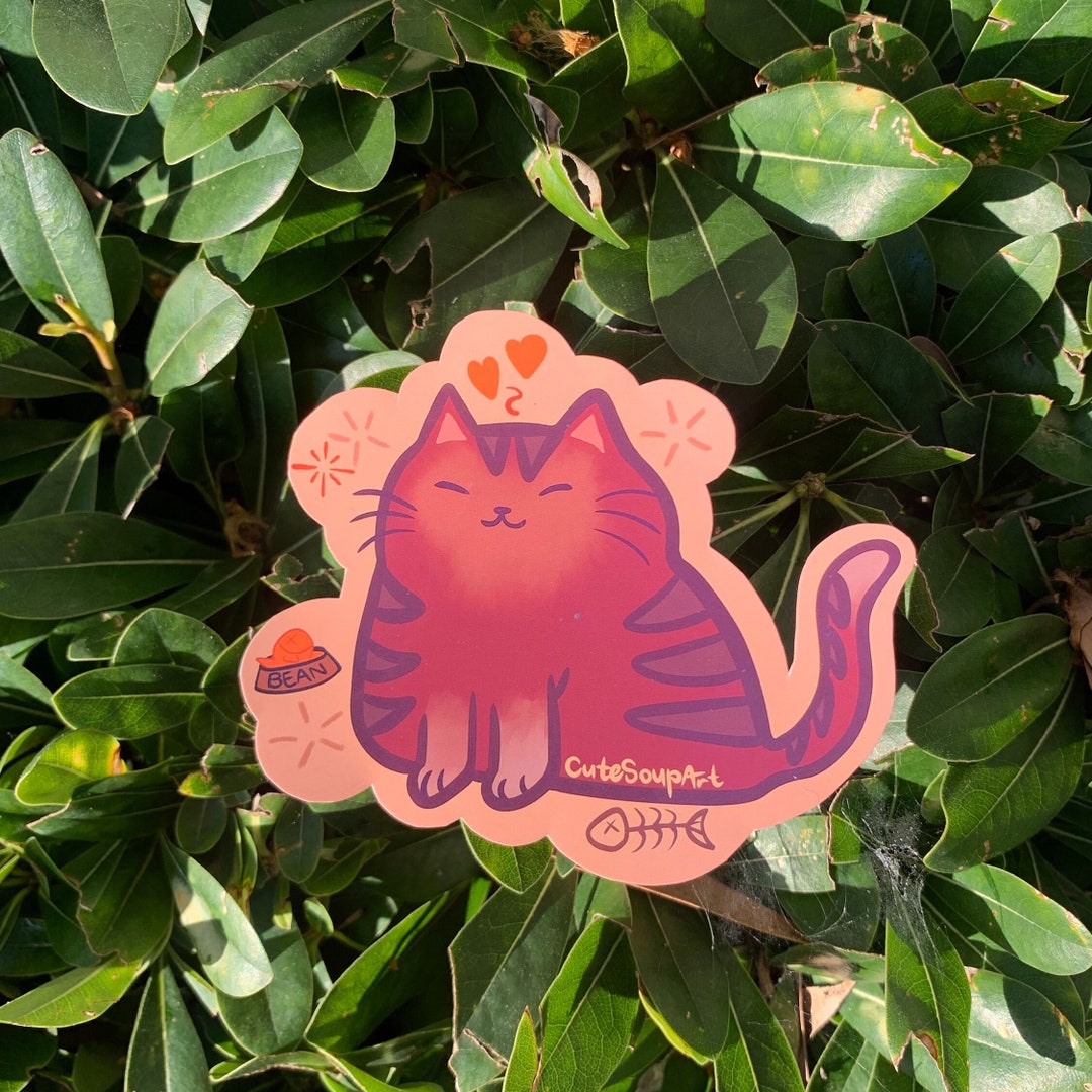 Cute Brown Tabby Cat Sticker | Glossy Kawaii Decal - Etsy