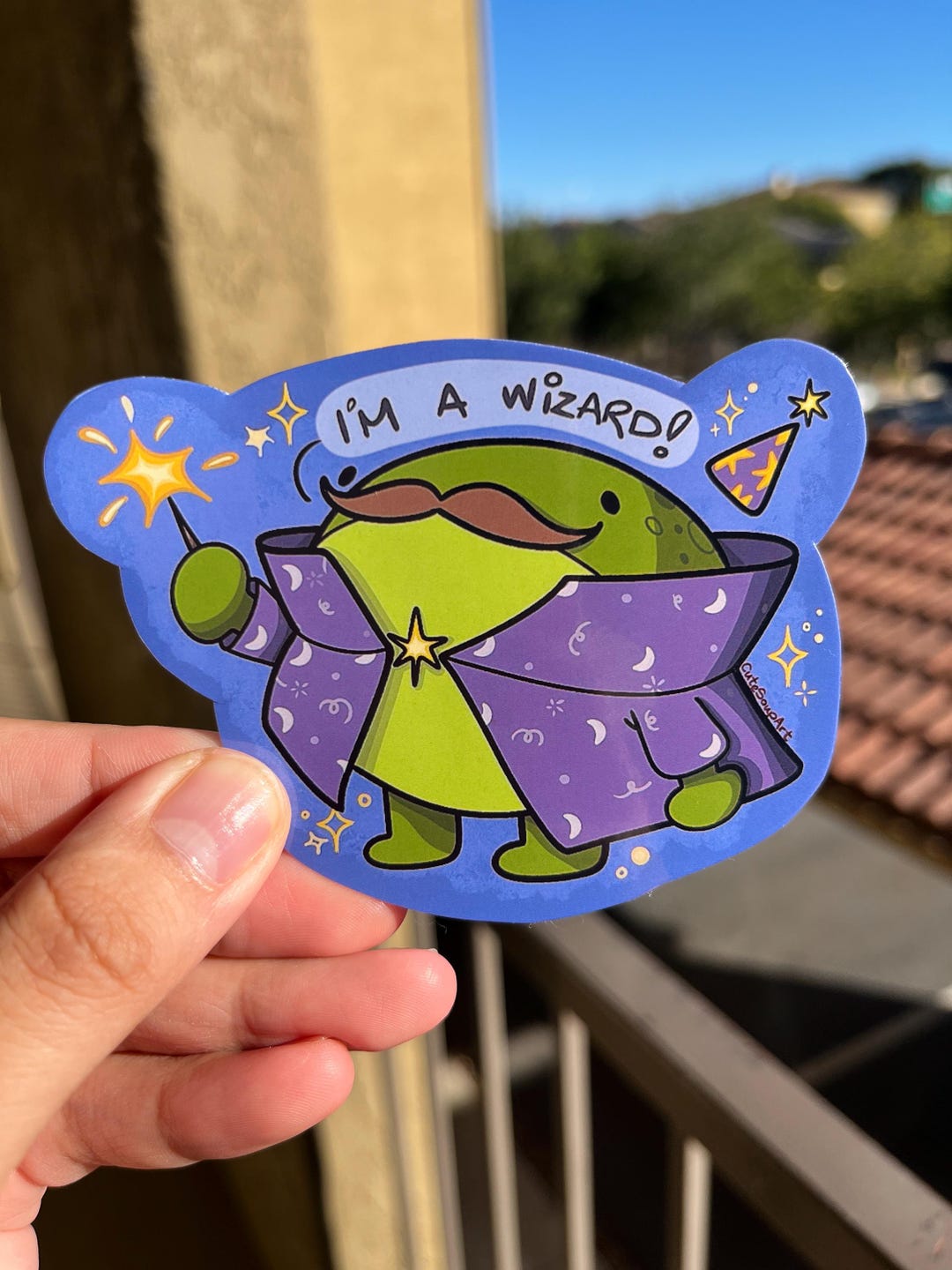 Kawaii Wizard Frog Sticker | Glossy Starry Vinyl, Funny Meme (3.5 X 3 ...