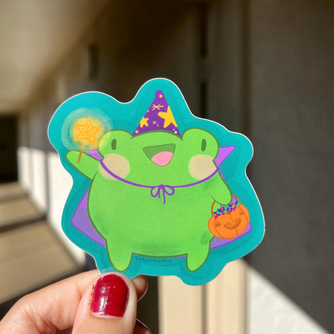 Kawaii Wizard Frog Glossy Sticker | Funny Meme Art - Etsy