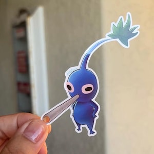 Doobie Blå Pikmin Glansigt Vinylklistermärke | Rolig Meme-konst