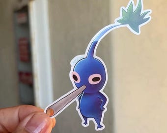 Doobie Blue Pikmin Glossy Vinyl Sticker | Funny Meme Art