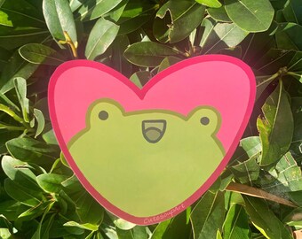 Kawaii Heart Frog Sticker | Glossy Waterproof Vinyl