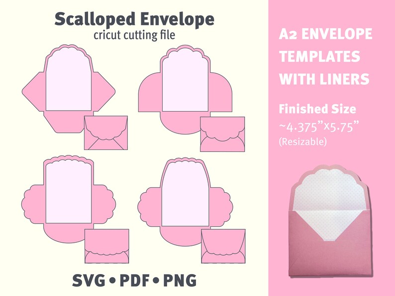 Scallop Envelope Templates for Cricut - Etsy