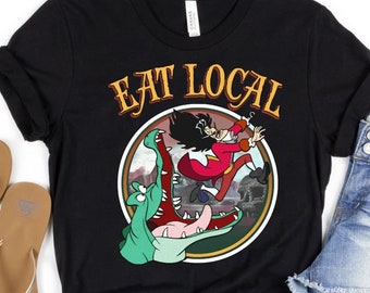 Vintage Tick-Tock The Crocodile Captain Hook Eat Local Shirt, Funny Disney Peter Pan T-shirt, Wdw Magic Kingdom Tee, Disneyland Family Gift