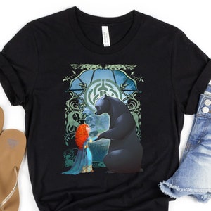 Retro Disney Pixar Brave Shirt, Merida And Bear Profile Portrait T-shirt, Disneyworld Family Tee, Disneyland Family Vacation Trip