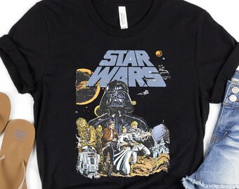 Camiseta vintage de Star Wars de Disney, Camiseta retro Empire Strikes de los años 70, Camiseta de viaje Galaxy'S Edge, Viaje familiar con atuendo de Star Wars, Cumpleañero