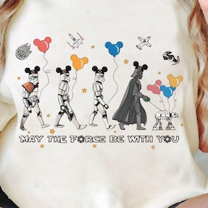 Darth Vader Stormtrooper At-At Walking Shirt, Star Wars Dark Side May The Macht mit Ihnen Ballons Shirt, Galaxy&#39;s Edge Familienurlaub Reise