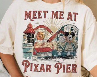 Retro Meet Me At Pixar Pier Shirt, Pixar Fest 2025 Vintage T-shirt, Pixar Pals Playtime Party Tee, Disneyland Trip Birthday Matching
