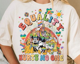 Disney Pride Equality Hurts No One Shirt, Mickey And Friends Lgbt T-shirt, Rainbow Pride Lesbian Gay Support Tee, Disneyland Pride Trip