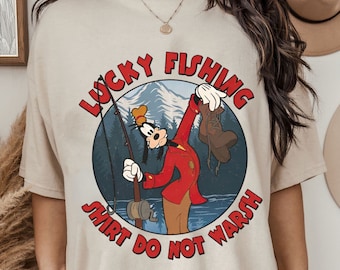 Camiseta vintage de Disney A Goofy Movie, Camiseta divertida de pesca de la suerte de Goofy, Camiseta de papá de Goofy de Disney, Ideas de regalos para el Día del Padre, Camiseta de papá pescador