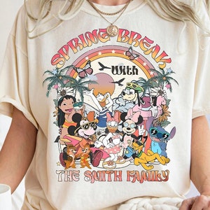 Aangepaste naam Mickey en vrienden Disney Spring Break-shirt, T-shirt gepersonaliseerd Disney-personages Summer Vibes, Wdw Disneyland Family-T-shirt