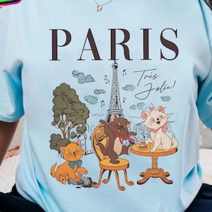 Vintage The Aristocats In Paris Shirt, Disney Marie Berlioz Toulouse Bonjour T-shirt, Magic Kingdom Disneyland Family Vacation Holiday Gift