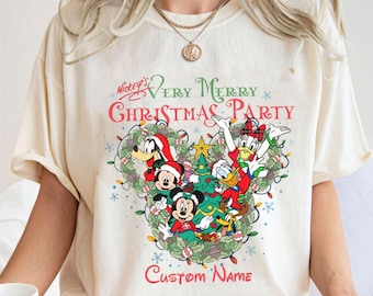Gepersonaliseerde Mickey en vrienden kerstshirt, bijpassende Disney-t-shirt kerst, Mickey Very Merry Xmas, WDW Disneyland Trip, Xmas Group