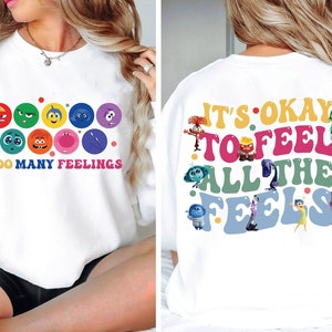Retro 2-Sided Disney Pixar Inside Out Shirt, It'S Okay To Feel All The Feels TShirt, Mental Health Tee, Funny Disney Inside Out 2 Movie 2025