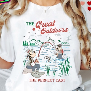 Vintage Disney Parks Ein doof Film Vatertags-Shirt, Max & Goofy Fischen-T-Shirt, magisches Königreich, Disney-Vater und Sohn-T-Stück, die freie Natur
