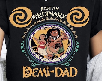 Camiseta vintage de Disney Moana Maui, camiseta "Just An Ordinary Demi Dad", camiseta divertida de Disney para el Día del Padre 2025, atuendos familiares para el viaje a Disneyland