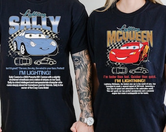 Vintage Lightning Mcqueen And Sally Coupl Shirt, Dinsey Cars Land Retro Tshirt, The Magic Kingdom, WDW Disneyland Trip Shirts
