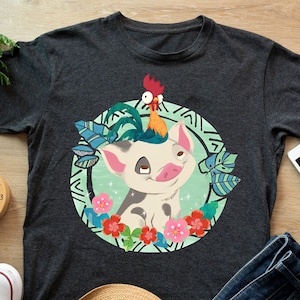 Retro Disney Moana Characters Shirt, Funny Pua And Hei Hei Floral Voyagers T-shirt, Wdw Magic Kingdom Tee, Disneyland Trip Family Outfits
