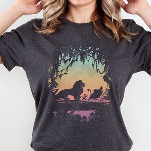 Disney Lion King Retro Shirt, Hakuna Matata Gradient Jungle Trio T-shirt, Wdw Magic Kingdom Tee, Disneyland Family Vacation 2025 Trip