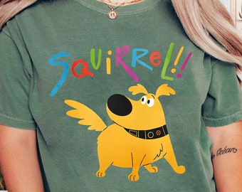 Retro Disney Pixar Up Movie Shirt, Funny Dug Dog Squirrel Pose T-shirt, Carl Russell Kevin Tee, Disneyland Family Vacation Trip