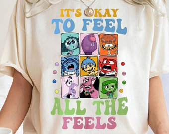 Funny Disney Pixar Inside Out Shirt, It&#39;S Okay To Feel All The Feels Shirt, Mental Health Tee, Disney Inside Out 2 Movie 2025, Magic Kingdom