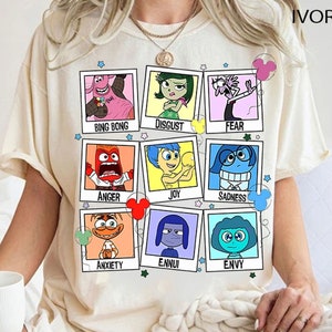 Urocza koszulka Disney Pixar Inside Out Characters, koszulka Joy Sadness Anger Envy, koszulka Inside Out 2 Movie 2025, Disneyland Family Vacation Trip
