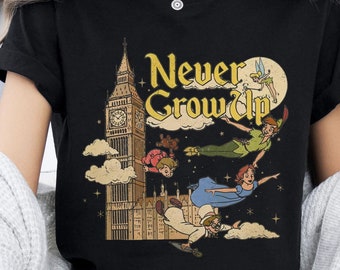 Vintage Peter Pan Never Grow Up Shirt, Disney Tinker Bell Wendy Flight Neverland Retro Tshirt, The Magic Kingdom, WDW Disneyland Trip Shirts