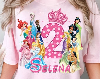 Personalized Disney Princess Birthday Girl Shirt, Cute Disney Princess T-shirt, Disney Girls Trip Matching Tee, Disneyland Trip Outfits