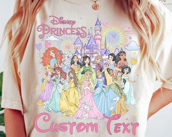Schattig Disney prinses karakters groep shirt, schattig Disney kasteel T-shirt, verjaardag meisje trip Tee, WDW Disneyland prinses meisje matching