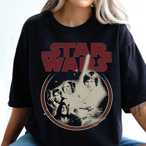 Vintage Disney Star Wars Group Shirt, Classic A New Hope Heroes Badge Graphic T-shirt, Galaxy&#39;S Edge Tee, Star Wars Outfit Family Trip