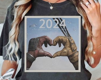 Cute Marvel Deadpool And Wolverine Shirt, Funny Movie Themed Novelty T-shirt, Marvel Couple Tee, MCU Fan Gift, Superhero Marvel