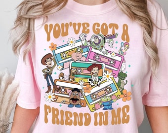 Retro You'Ve Got A Friend In Me Shirt, Disney Pixar Toy Story Characters Vintage T-shirt, Buzz Lightyear Jessie Slinky Dog Woody Tee