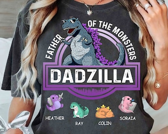 Custom Dadzilla Father Of The Monsters Shirt, Cute Dad And Son Matching T-shirt, Funny Father'S Day Gift Tee, Disneyland Trip Family Outfits
