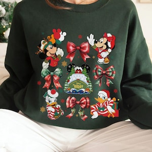 Personalized Disney Coquette Bows Shirt, Mickey & Friends Very Merrytime Cruises Tshirt, Mickey&#39;s Very Merry Christmas, Disney Xmas Cruise