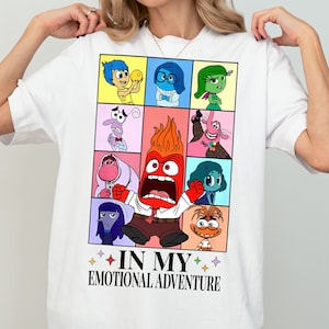 Urocza koszulka Disney Pixar Inside Out Characters, koszulka Joy Sadness Anger Envy, koszulka Inside Out 2 Movie 2025, Disneyland Family Vacation Trip